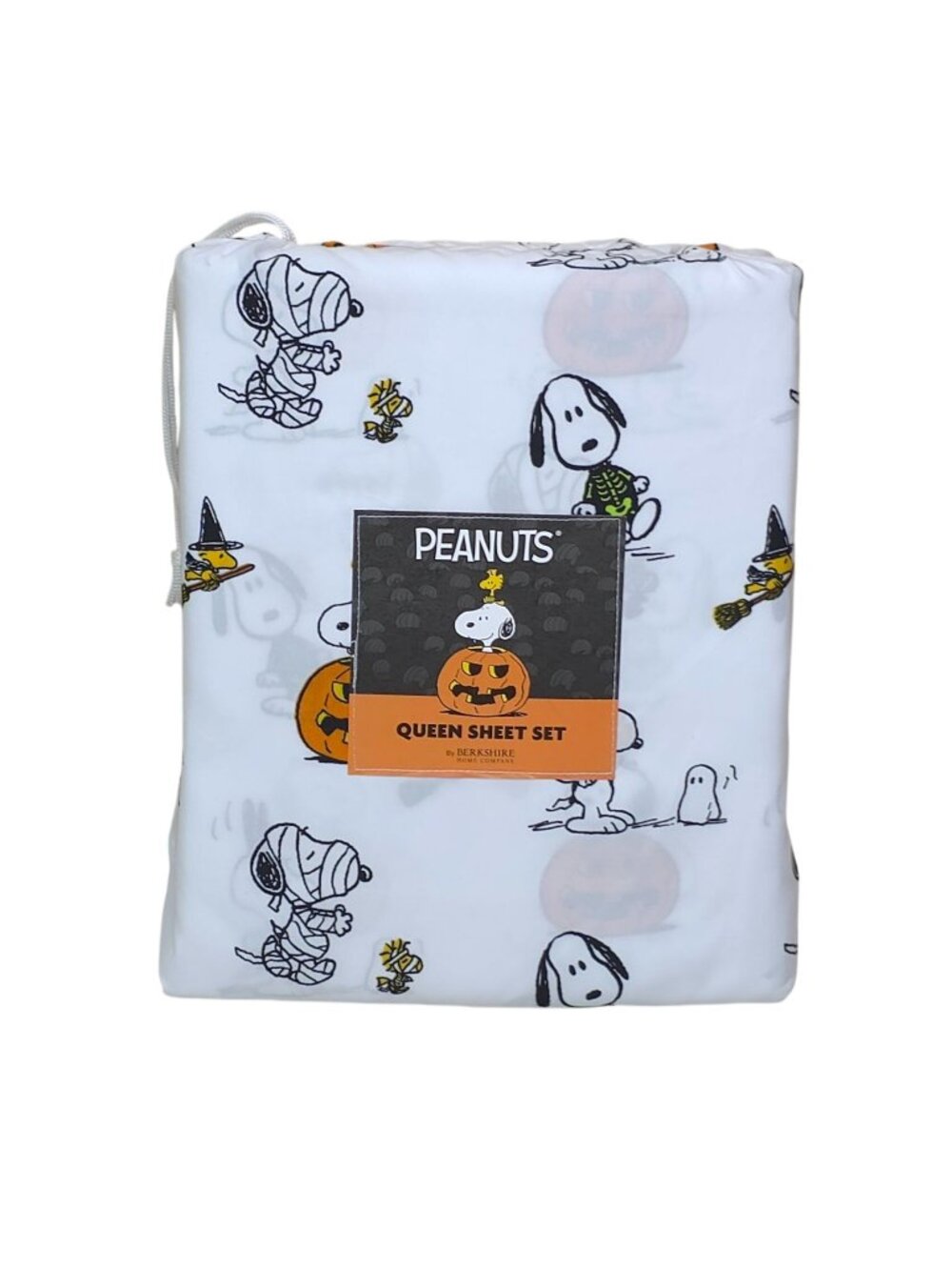 Peanuts Halloween Queen Sheet Set By Berkshire Snoopy & Woodstock Pumpkins